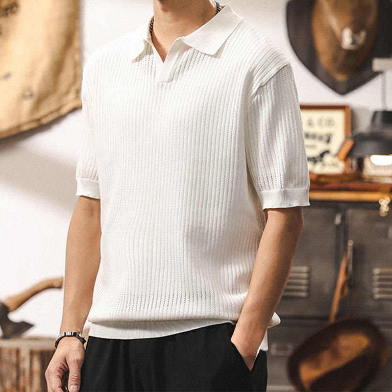 Polo da uomo Olivenorma in maglia testurizzata, vestibilità regolare, maniche corte, in cotone - image 11