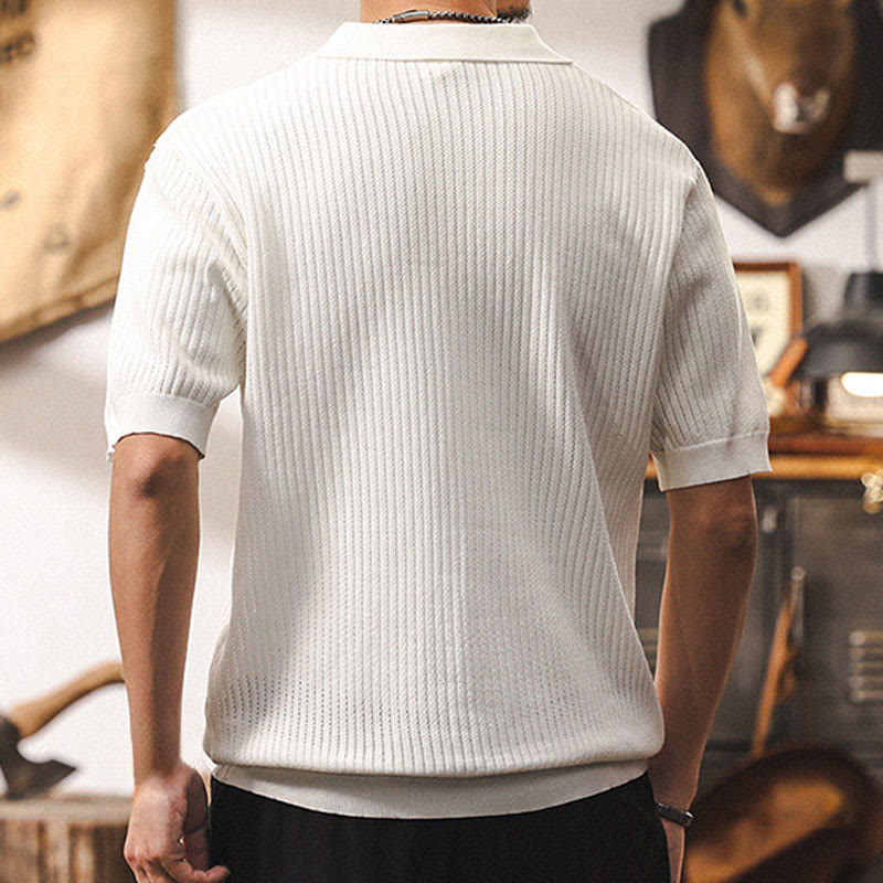 Polo da uomo Olivenorma in maglia testurizzata, vestibilità regolare, maniche corte, in cotone - image 9