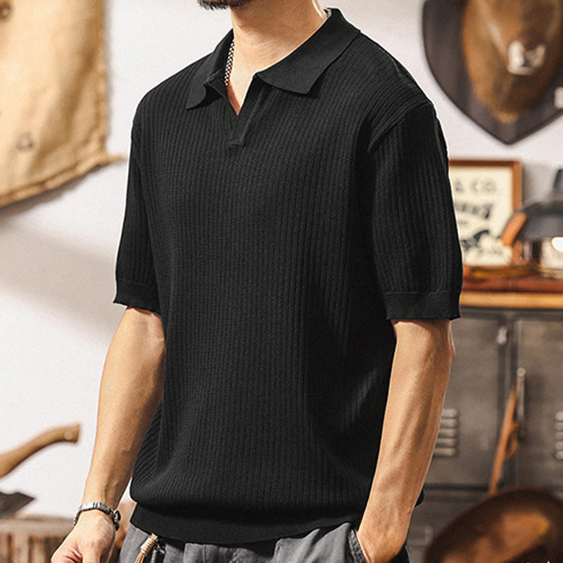 Polo da uomo Olivenorma in maglia testurizzata, vestibilità regolare, maniche corte, in cotone - image 17