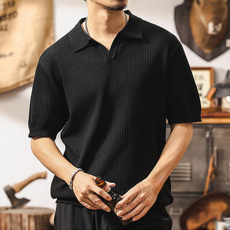 Polo da uomo Olivenorma in maglia testurizzata, vestibilità regolare, maniche corte, in cotone - image 14