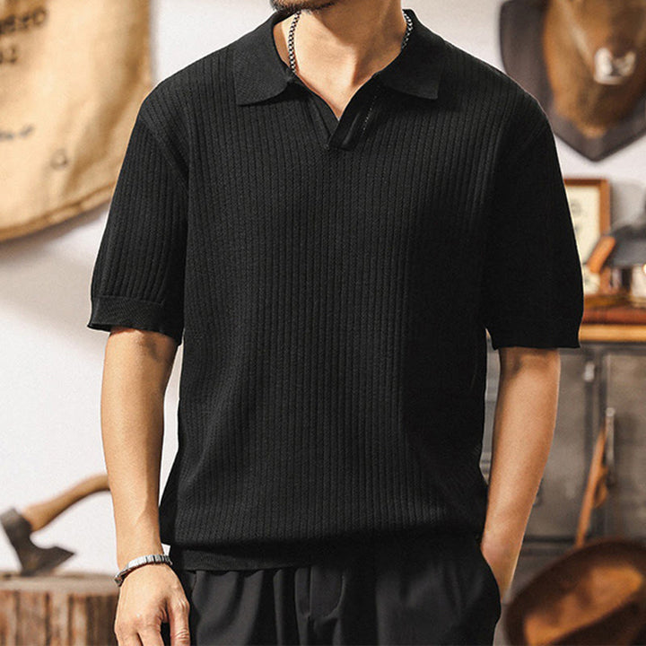Polo da uomo Olivenorma in maglia testurizzata, vestibilità regolare, maniche corte, in cotone - Nero - 4XL - image 12