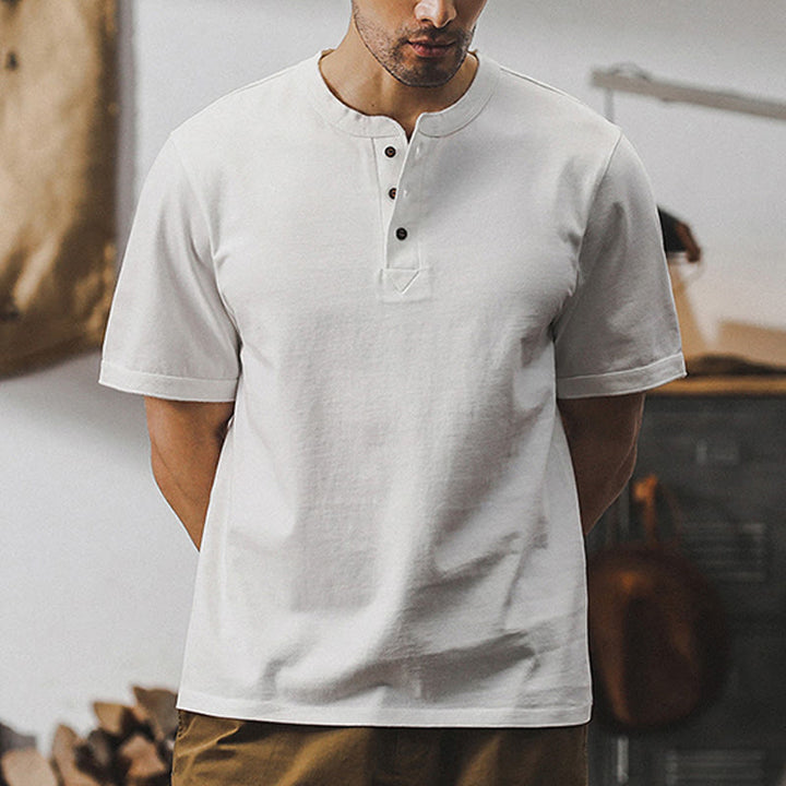 Olivenorma Vintage Uomo Girocollo Vestibilità Larga Camicie Estive Autunnali in Cotone Pesante - Bianco - 4XL - image 9