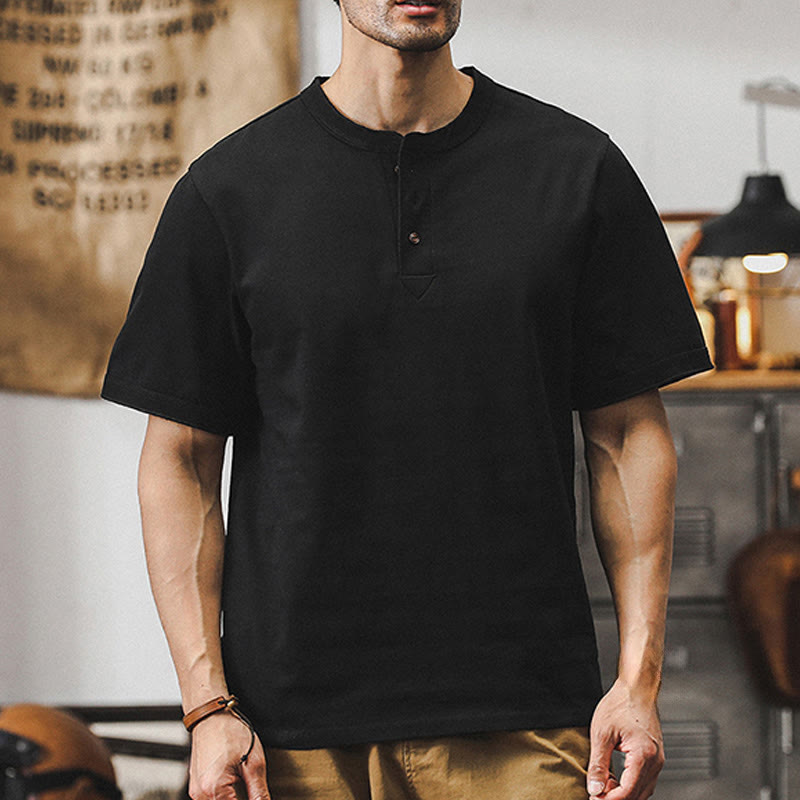 Olivenorma Vintage Uomo Girocollo Vestibilità Larga Camicie Estive Autunnali in Cotone Pesante - Nero - 4XL - image 13