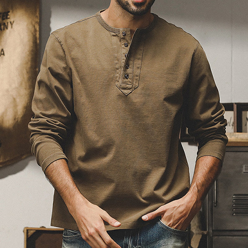 Olivenorma Vintage Uomo Manica Lunga Cotone Bottoni Camicie Autunno Inverno - Perù - 4XL - image 0