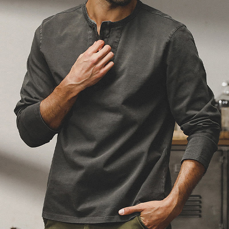 Olivenorma Vintage Uomo Manica Lunga Cotone Bottoni Camicie Autunno Inverno - image 11
