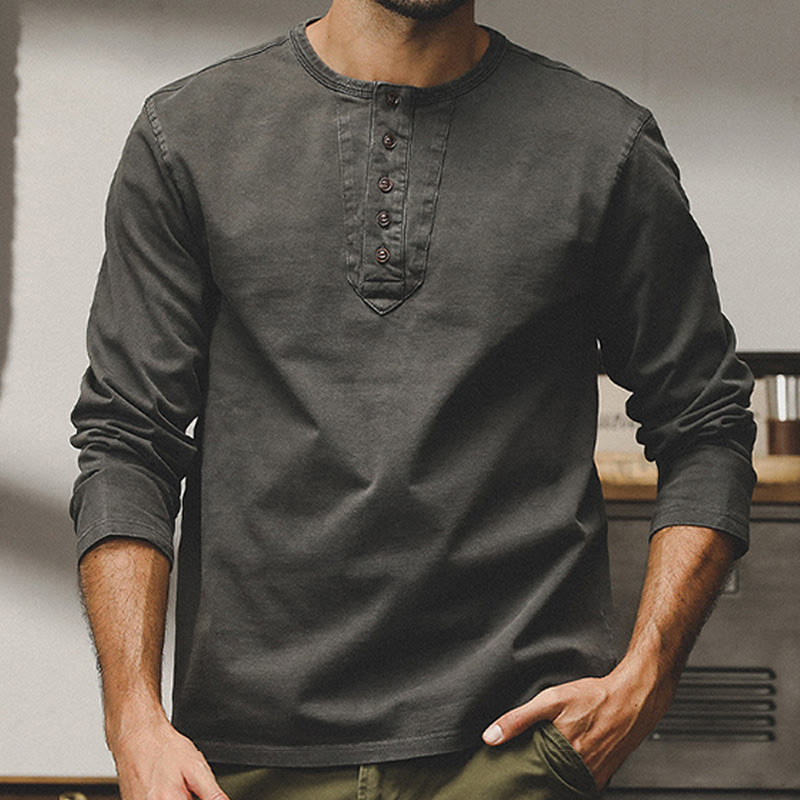 Olivenorma Vintage Uomo Manica Lunga Cotone Bottoni Camicie Autunno Inverno - image 12