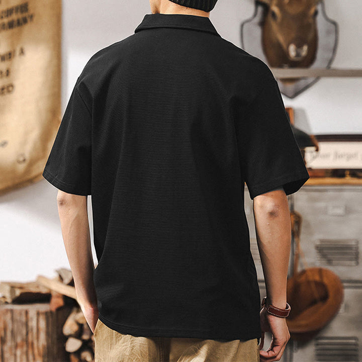 Polo da uomo Olivenorma a maniche corte in misto cotone con chiusura a zip, vestibilità ampia - image 13