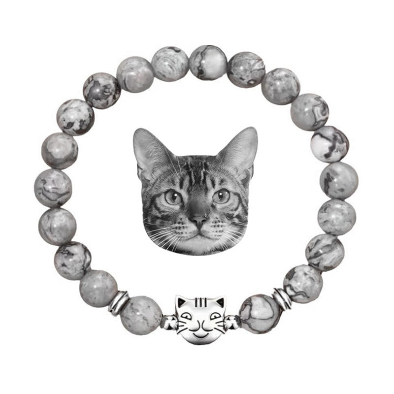 Braccialetto con perline di pietre preziose Olivenorma Cat Magic - Diaspro grigio - image 14