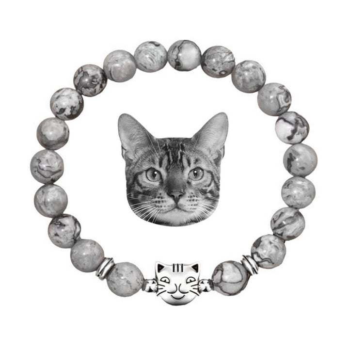 Braccialetto con perline di pietre preziose Olivenorma Cat Magic - Diaspro grigio - image 14