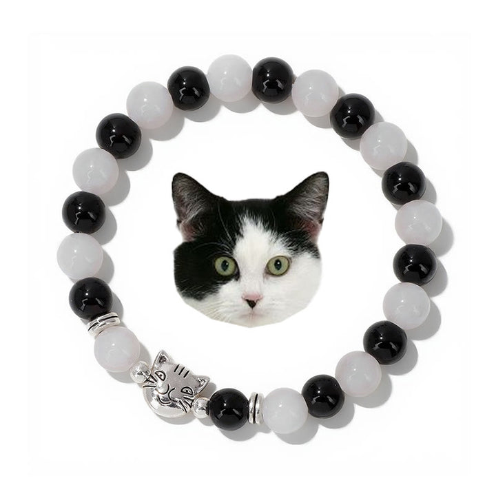 Braccialetto con perline di pietre preziose Olivenorma Cat Magic - Ossidiana e giada bianca - image 10