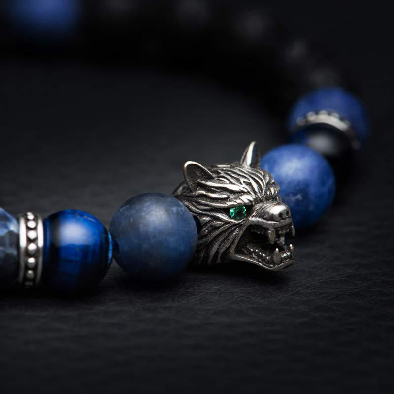 Bracciale con pietre preziose Olivenorma Fenrir Wolf Head e protezione della forza interiore - image 6