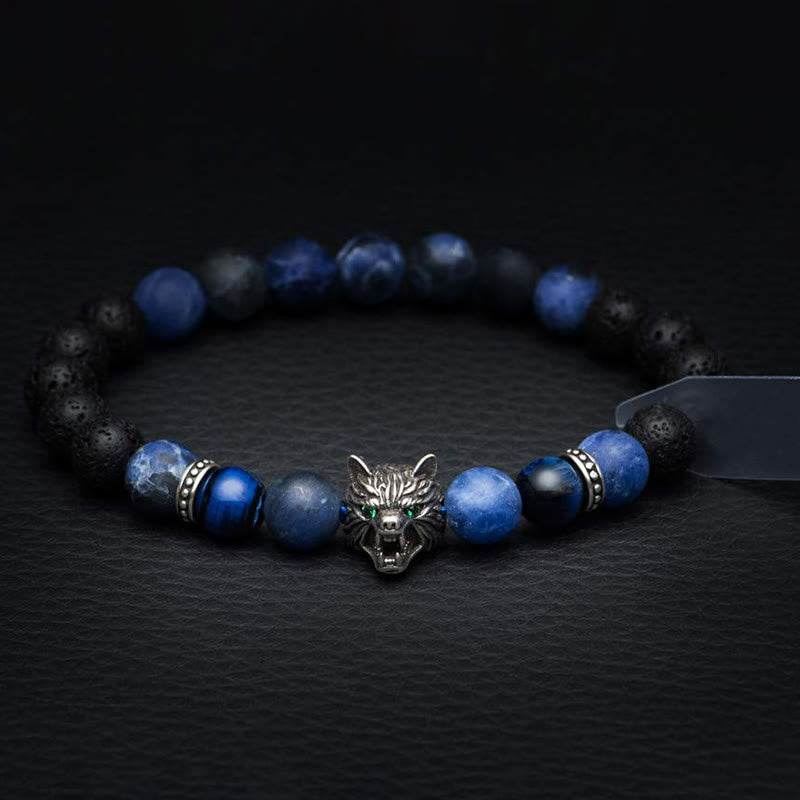 Bracciale con pietre preziose Olivenorma Fenrir Wolf Head e protezione della forza interiore - image 4