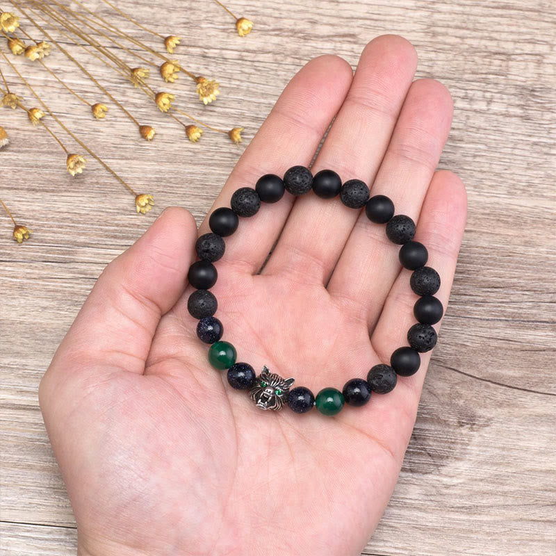 Bracciale con pietre preziose Olivenorma Fenrir Wolf Head e protezione della forza interiore - image 8