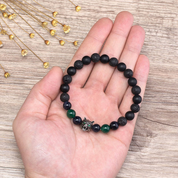 Bracciale con pietre preziose Olivenorma Fenrir Wolf Head e protezione della forza interiore - image 8