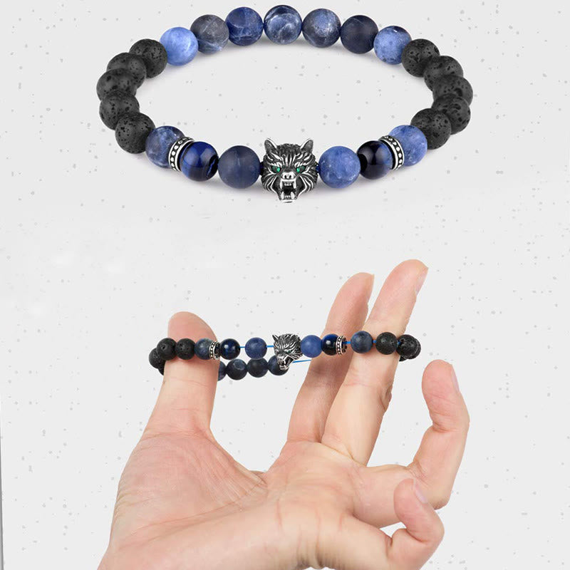Bracciale con pietre preziose Olivenorma Fenrir Wolf Head e protezione della forza interiore - image 3