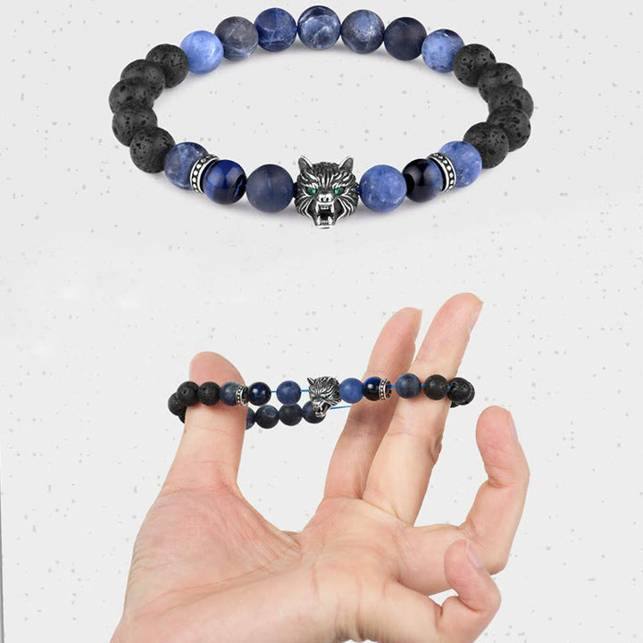 Bracciale con pietre preziose Olivenorma Fenrir Wolf Head e protezione della forza interiore - image 3