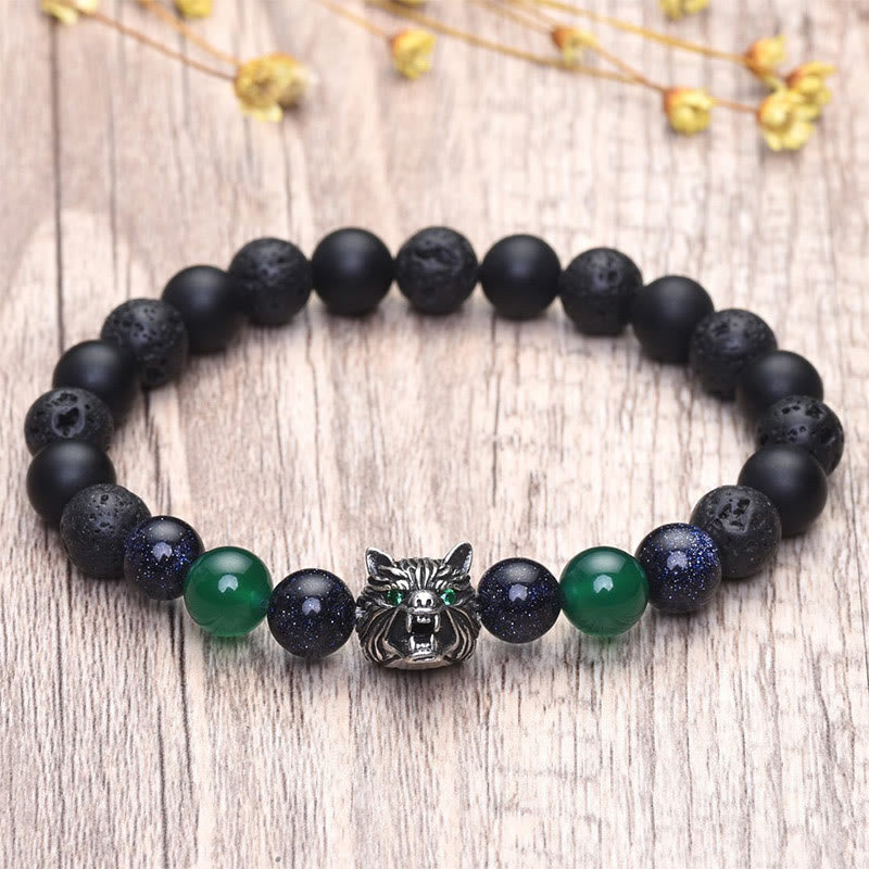 Bracciale con pietre preziose Olivenorma Fenrir Wolf Head e protezione della forza interiore - image 11