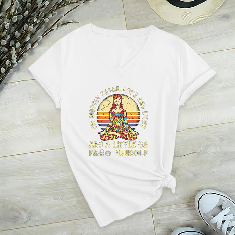Maglietta yoga Olivenorma "Sono principalmente pace, amore e luce" - Bianco - 2XL - image 4