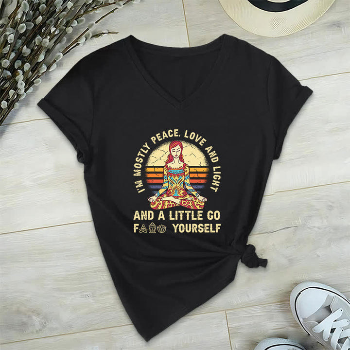 Maglietta yoga Olivenorma "Sono principalmente pace, amore e luce" - Nero - 2XL - image 1