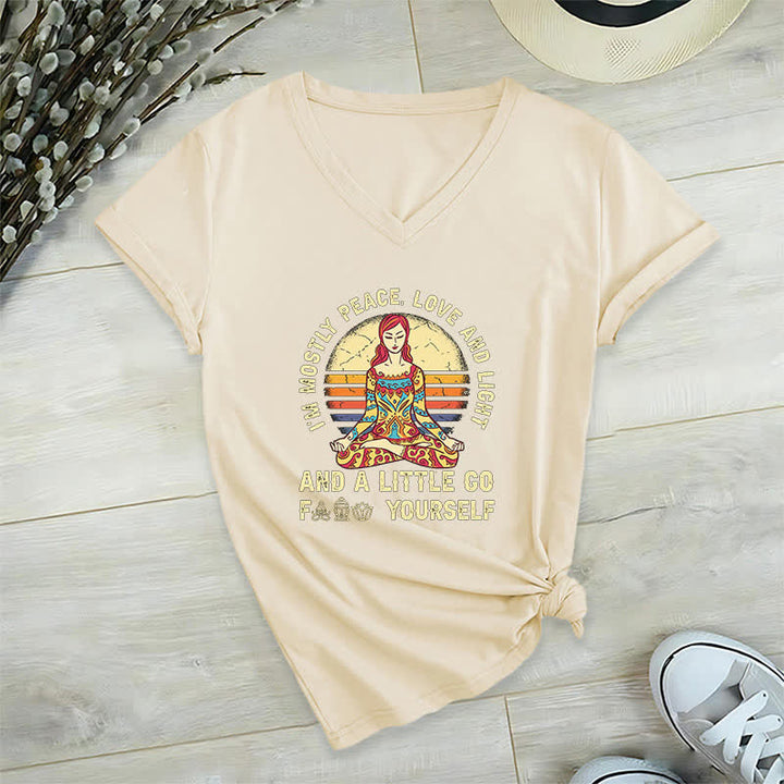 Maglietta yoga Olivenorma "Sono principalmente pace, amore e luce" - Cachi - 2XL - image 30
