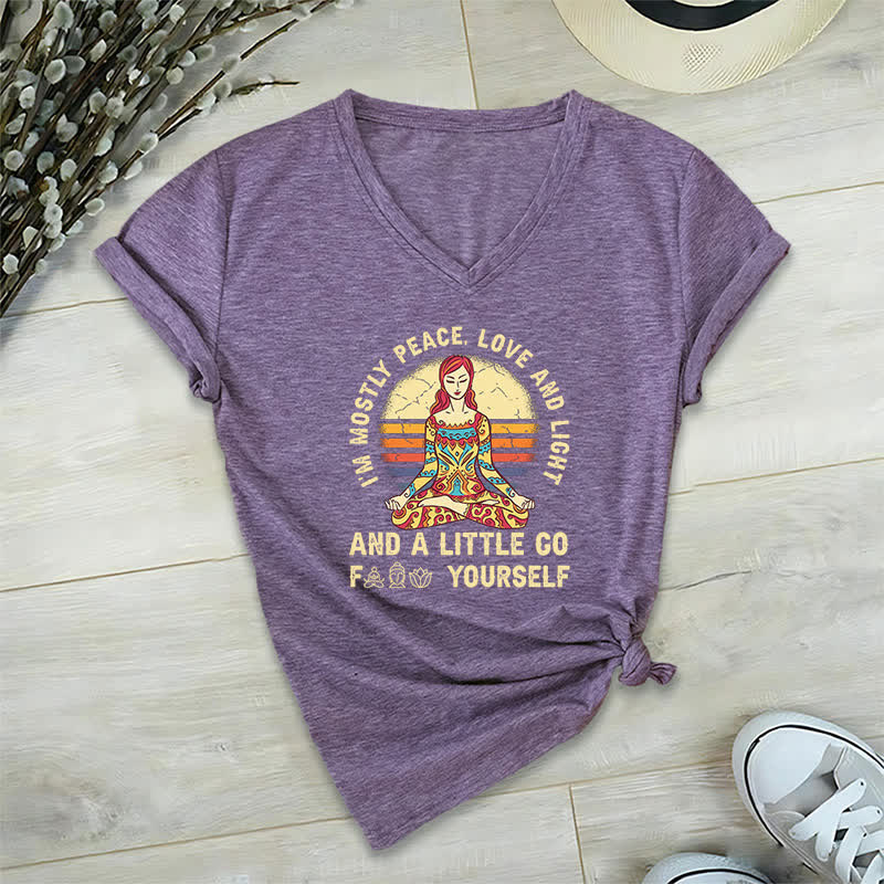 Maglietta yoga Olivenorma "Sono principalmente pace, amore e luce" - Viola - 2XL - image 35
