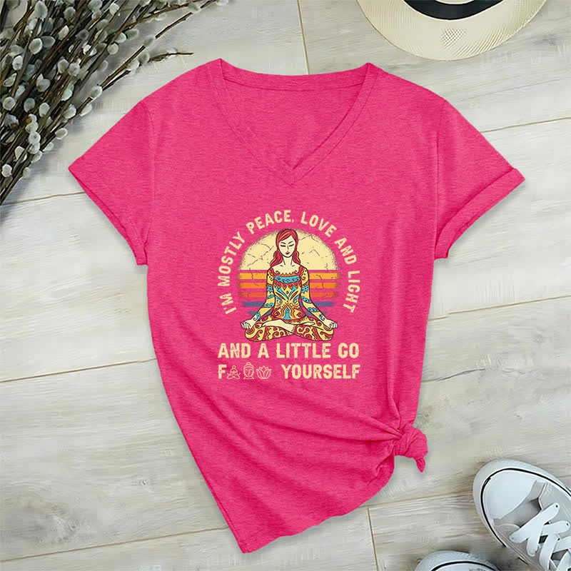 Maglietta yoga Olivenorma "Sono principalmente pace, amore e luce" - Rosa rossa - 2XL - image 28