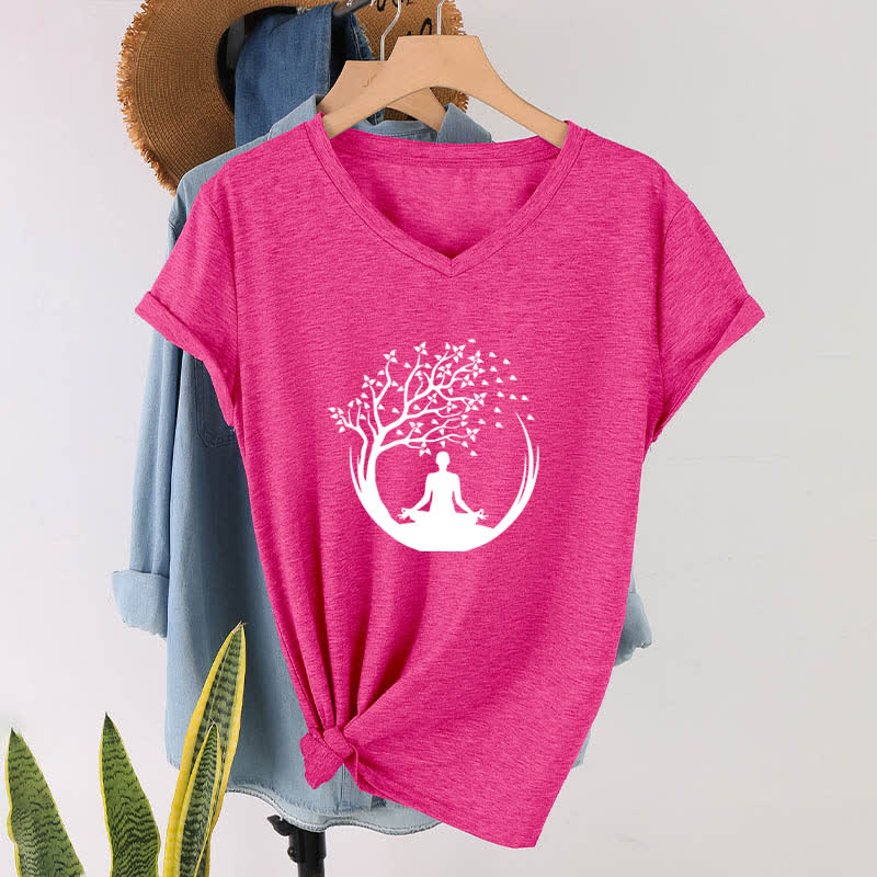T-shirt con scollo a V Olivenorma Yoga Meditazione Pilates Namaste - image 20