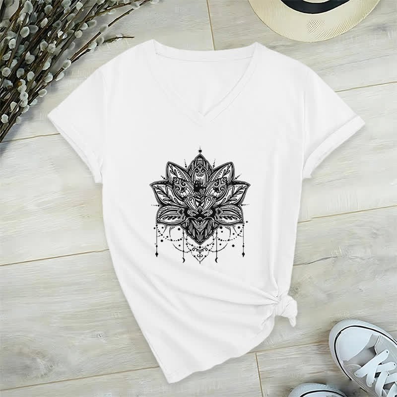Maglietta con scollo a V e stampa Lotus Olivenorma - Bianco - 2XL - image 3