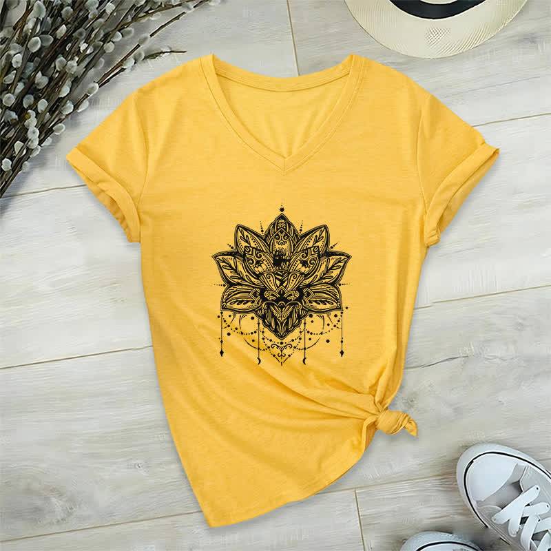 Maglietta con scollo a V e stampa Lotus Olivenorma - Giallo - 2XL - image 16