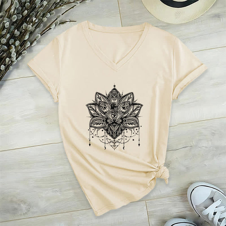 Maglietta con scollo a V e stampa Lotus Olivenorma - Cachi - 2XL - image 20