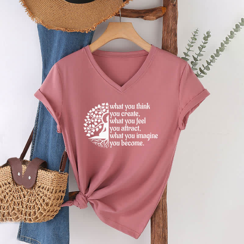 Olivenorma con scollo a V "What You Think You Create" di Olivenorma - Rosa - 2XL - image 16