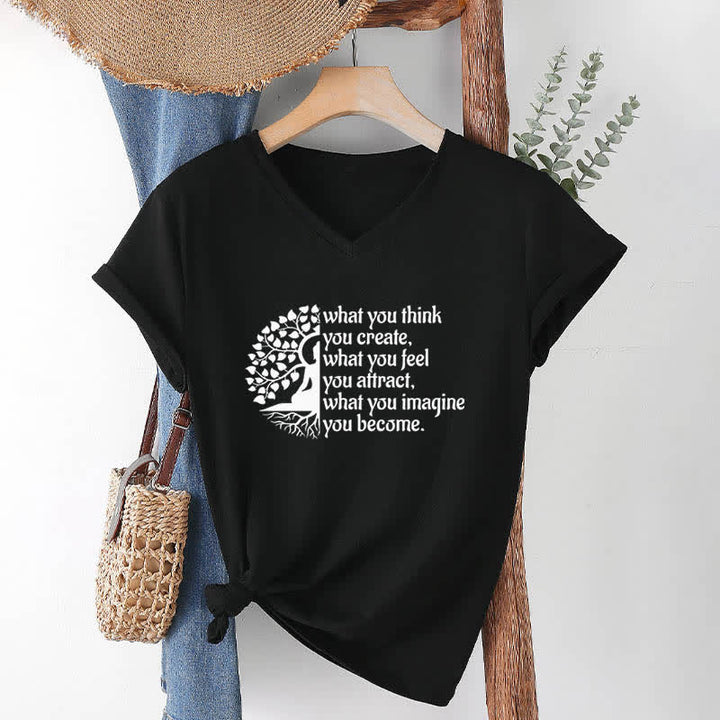 Olivenorma con scollo a V "What You Think You Create" di Olivenorma - Nero - 2XL - image 10