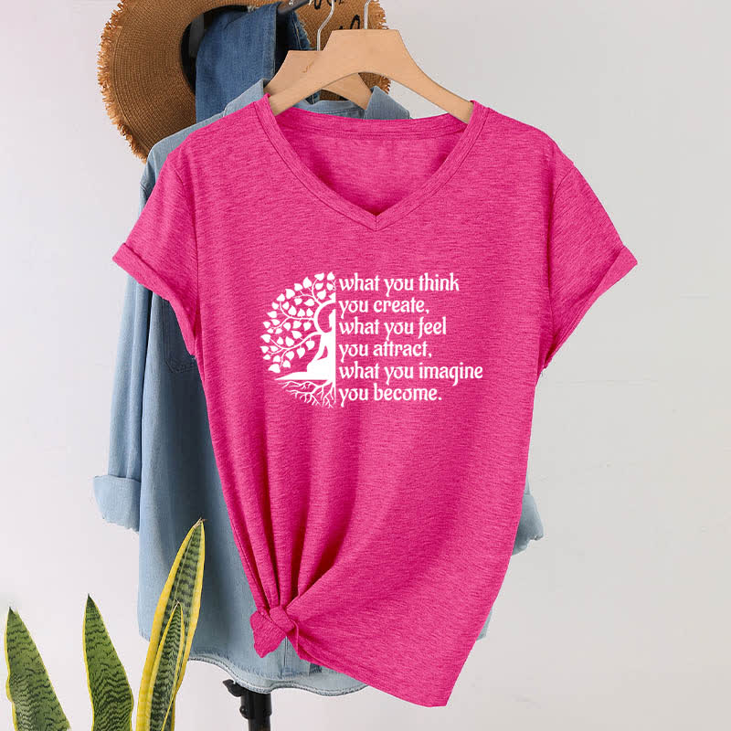 Olivenorma con scollo a V "What You Think You Create" di Olivenorma - Rosa rossa - 2XL - image 18