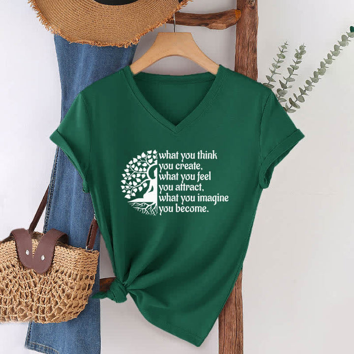 Olivenorma con scollo a V "What You Think You Create" di Olivenorma - Verde scuro - 2XL - image 4