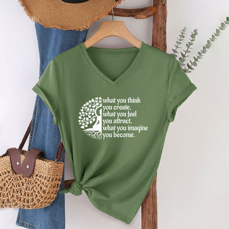 Olivenorma con scollo a V "What You Think You Create" di Olivenorma - Verde oliva - 2XL - image 6