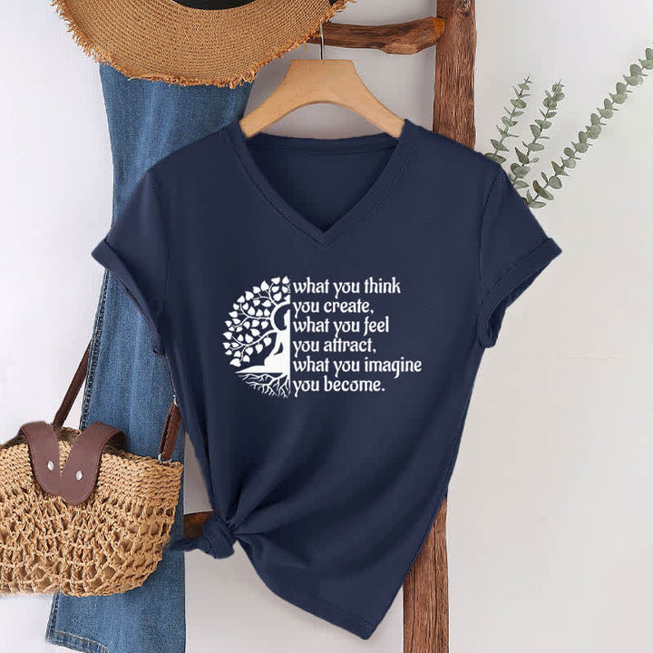 Olivenorma con scollo a V "What You Think You Create" di Olivenorma - Blu navy - 2XL - image 2