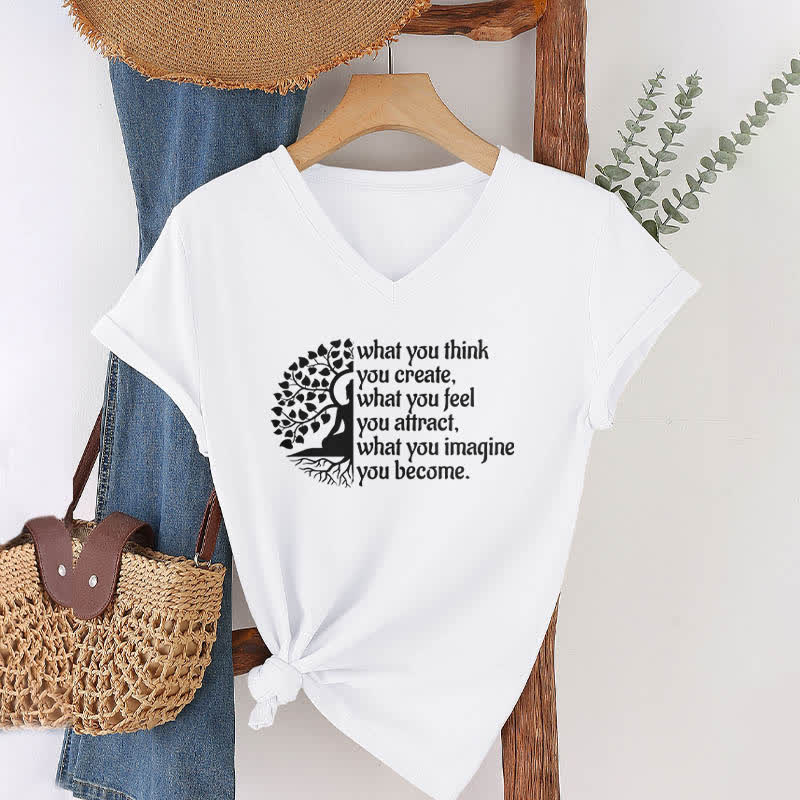 Olivenorma con scollo a V "What You Think You Create" di Olivenorma - Bianco - 2XL - image 1