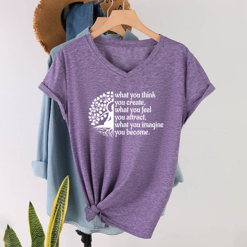 Olivenorma con scollo a V "What You Think You Create" di Olivenorma - Viola - 2XL - image 24