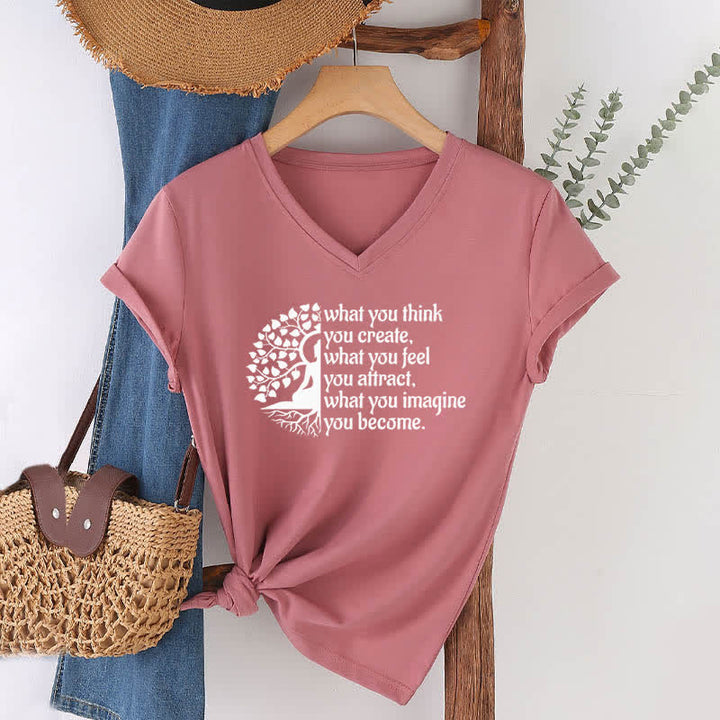 Olivenorma con scollo a V "What You Think You Create" di Olivenorma - Rosa - 2XL - image 17