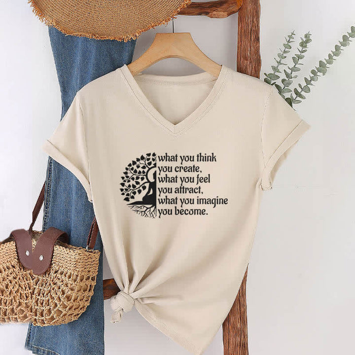 Olivenorma con scollo a V "What You Think You Create" di Olivenorma - Cachi - 2XL - image 20