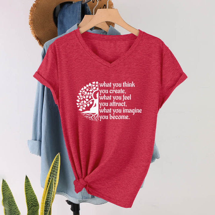 Olivenorma con scollo a V "What You Think You Create" di Olivenorma - Rosso - 2XL - image 13