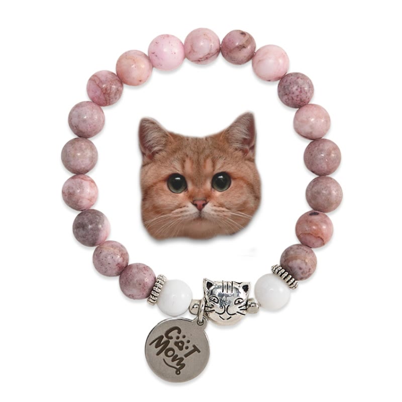 Olivenorma - Braccialetto di cristallo fatto a mano per amanti dei gatti, orgogliosa mamma di gatti - Braccialetto mamma gatto - image 1