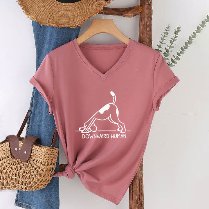 Maglietta da yoga Olivenorma con scollo a V e motivo "cane a testa in giù" - Rosa - 2XL - image 16