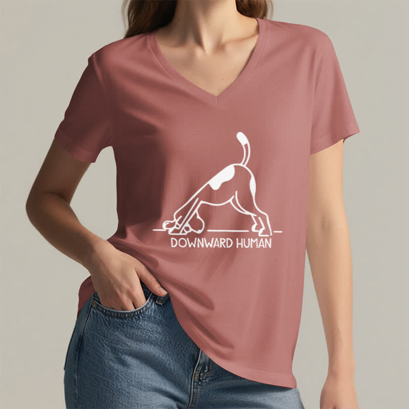 Maglietta da yoga Olivenorma con scollo a V e motivo "cane a testa in giù" - image 17