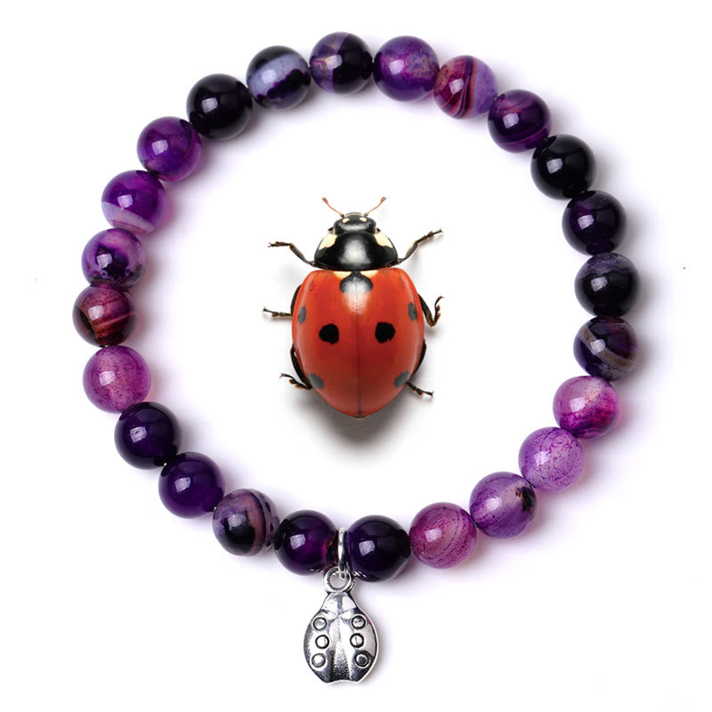 Braccialetto Olivenorma Lucky 7 con ciondolo a forma di coccinella e pietre preziose - Ametista - image 11