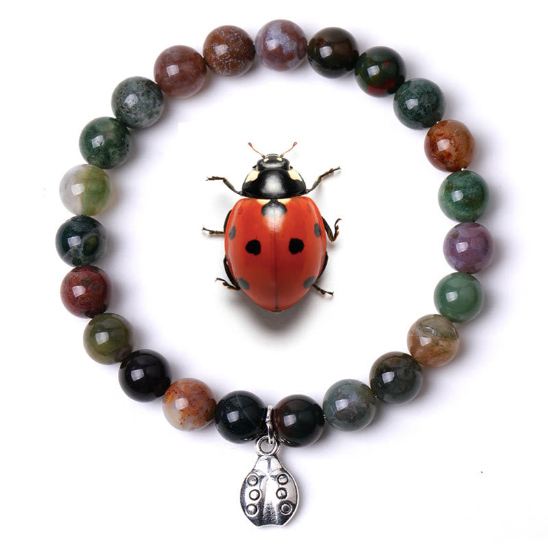 Braccialetto Olivenorma Lucky 7 con ciondolo a forma di coccinella e pietre preziose - Agata indiana - image 5