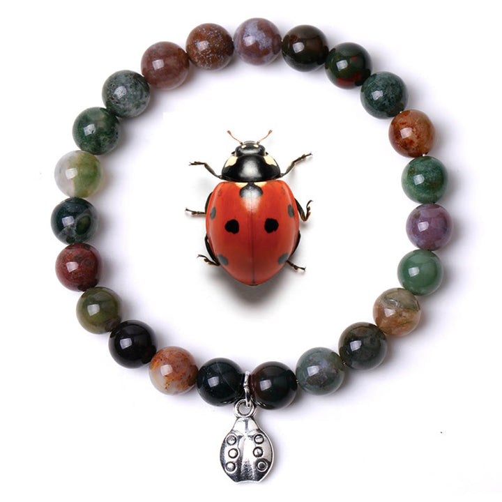 Braccialetto Olivenorma Lucky 7 con ciondolo a forma di coccinella e pietre preziose - Agata indiana - image 5