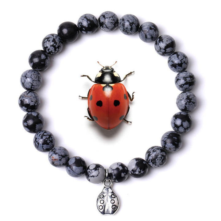 Braccialetto Olivenorma Lucky 7 con ciondolo a forma di coccinella e pietre preziose - Ossidiana fiocco di neve - image 33