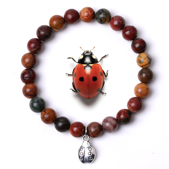 Braccialetto Olivenorma Lucky 7 con ciondolo a forma di coccinella e pietre preziose - Picasso Jasper - image 7