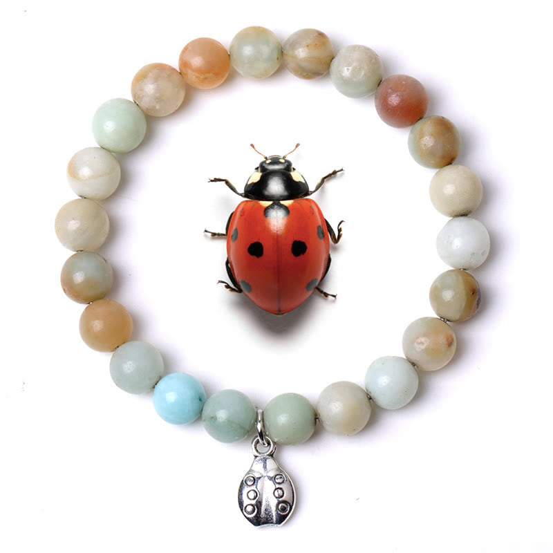 Braccialetto Olivenorma Lucky 7 con ciondolo a forma di coccinella e pietre preziose - Amazzonite - image 9